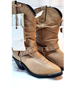 Shyanne Women&#39;s Tanya Slouch Harness Fashion Boots Beige Size 6 - $69.29
