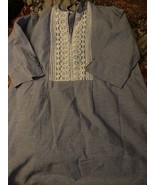 ZARA Basic Sweet  Blue Striped Embroidered Trim Tunic Size M - £11.76 GBP