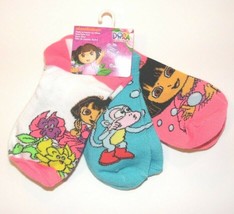 Dora The Explorer 3pk Ankle Socks White Blue Pink Boots Size 6-8 NWT - £5.19 GBP