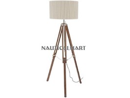 Designer Floor Lamps Living Room - Natural Wood Tripod Floor Lamp - By Nauticalm - $137.61