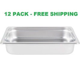 12 PACK Half Size Stainless Steel 2 1/2&quot; Deep Steam Prep Table Chafing D... - $160.99