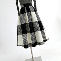 BLACK PLAID Midi Skirt Winter Women Plus Size Long Plaid Skirt Outfit image 7