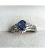 Kashmir Kyanite and White Zircon Ring in Platinum Over Sterling Size 8  ... - £70.73 GBP