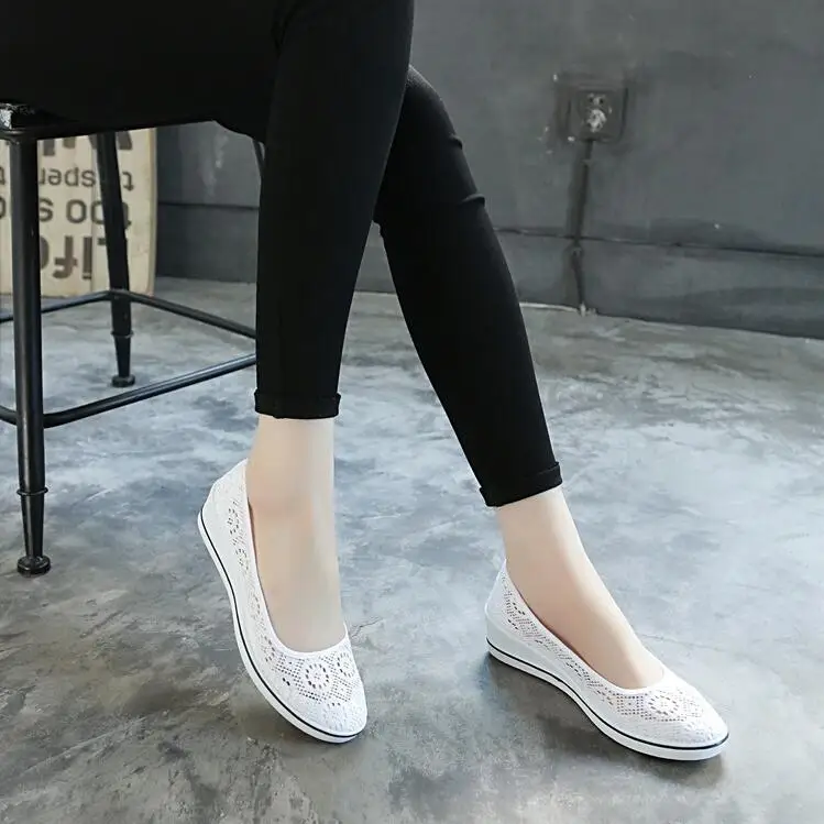 House Home 2022 New Women&#39;s Canvas Nurse Shoes Solid Women Wedges Casual Shoes T - £37.56 GBP
