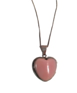 925 Sterling Silver Pink Opal Heart PENDANT NECKLACE 925 26&quot; Chain - £32.97 GBP