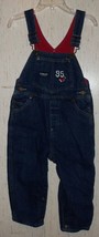 EXCELLENT BABY BOYS OSHKOSH RED FLANNEL LINED BLUE JEAN OVERALLS  SIZE 2... - £16.87 GBP