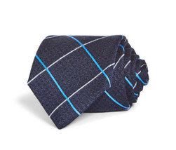 allbrand365 Tuscan Check Silk Classic Tie, One Size, Navy - £46.61 GBP