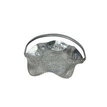 Vintage Hand Wrought Hammered Aluminum Floral Basket Serving Dish 4" T x... - $18.80
