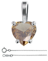 Heart Diamond Pendant 14k White (1.82 Ct Natural Brown Yellow SI3 Clarity) GIA - £3,241.60 GBP