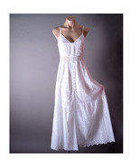 White Strappy Bohemian Boho Beach Front Slit Slip Crochet Long Maxi Dres... - €61,37 EUR