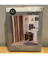 Metro Luxe Striped Red Orange Gold Fabric Shower Curtain 72 X 72&quot; NOS - $546.37 MXN