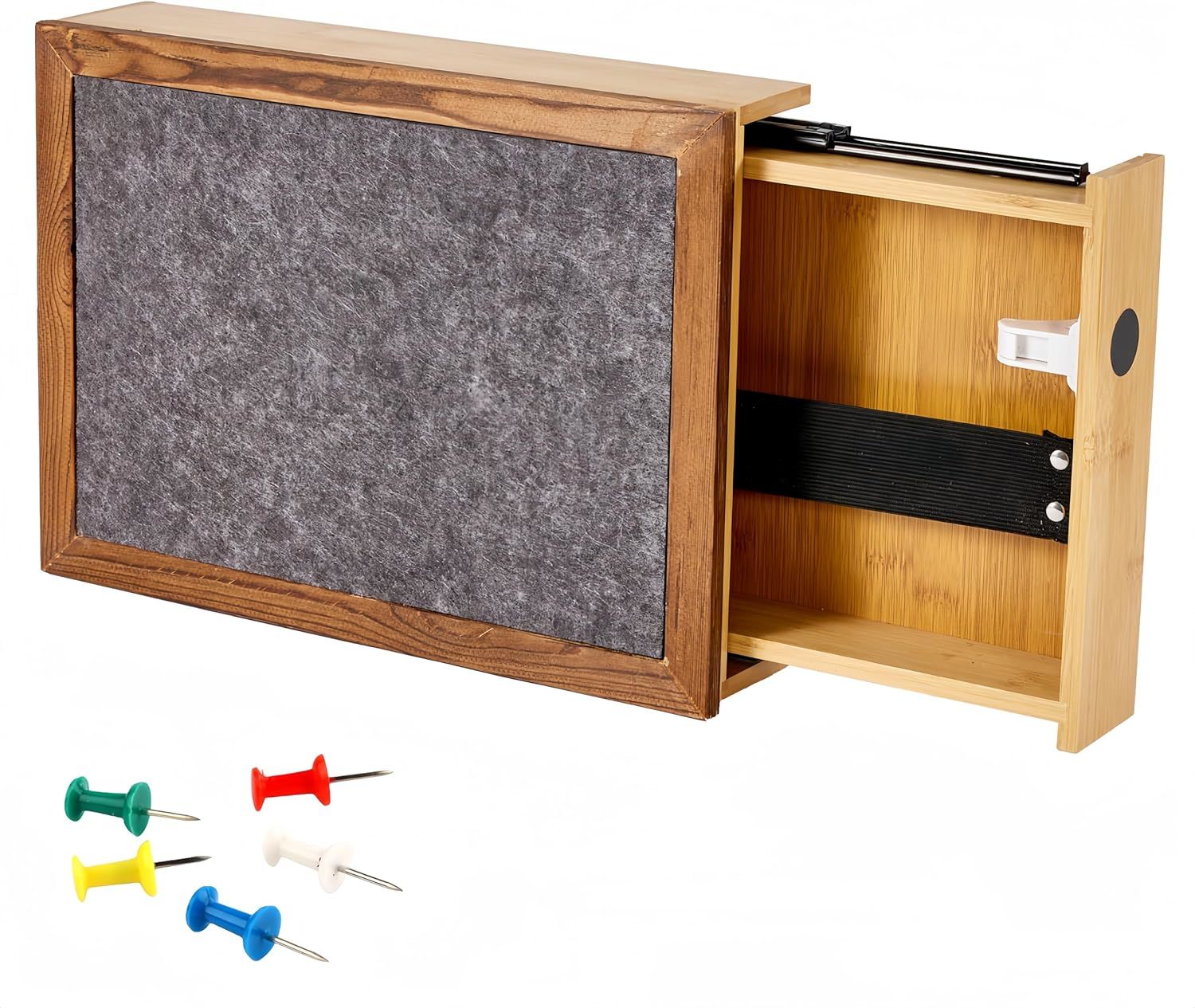 Wall Cabinet With Magnetic Lock, Wall Shelf Gun Safe, Handmade, Felt Cover - $51.99