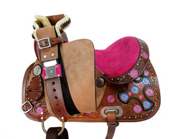 Shwaan 10&quot;-17&quot; Western Leather Barrel Racing Horse Saddle Western Show B... - £380.95 GBP+