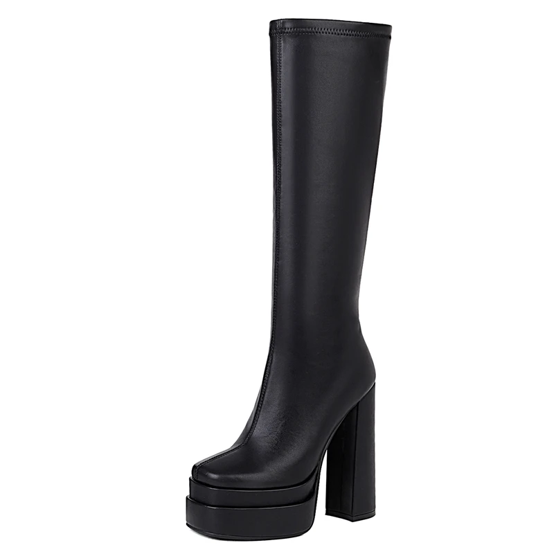   designer women shoes autumn  chelsea  heel female double layer platform boots  - £224.24 GBP