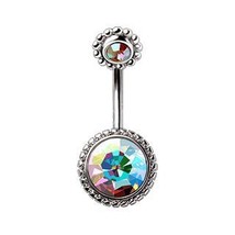 316L Stainless Steel Fancy Aurora Borealis Navel Ring - £11.23 GBP