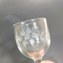 2 Cordial Glasses Vintage Footed Clear Berries Grapes Etched Pattern Sherry - £10.36 GBP