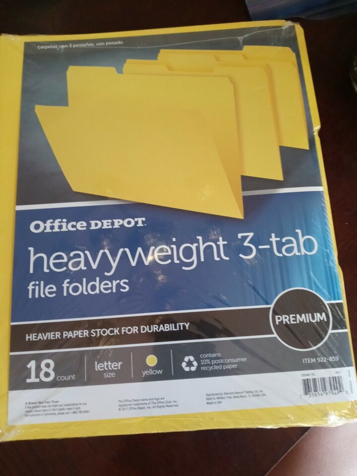 Office Depot Heavyweight 3-tab File Folder 18count - $19.68