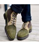 New Pure Handmade Multi Suede Leather Lace up Ankle Boots for Men&#39;s - $179.99