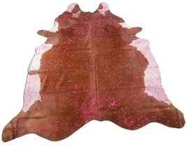 Pink Acid Washed Cowhide Rug Size: 7 3/4&#39; X 6 3/4&#39; Pink/Brown Cowhide Ru... - $216.81