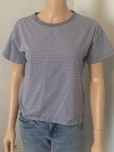 Rachel Roy Womens Blue With White Stripes Basic T-Shirt XSMALL Preowned - $9.79