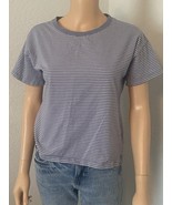 Rachel Roy Womens Blue With White Stripes Basic T-Shirt XSMALL Preowned - $7.00