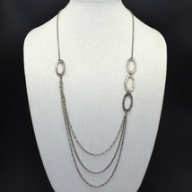 Retired Silpada Sterling Hammered Oval Link Long Layered Chain Necklace N1720 - $49.99