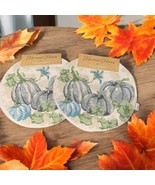 Set of 2 Placemats (4 Total) Harvest HOME Fall Leaves PUMPKIN Shaped 15&quot;... - £19.30 GBP