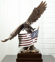 Ebros Bald Eagle Soaring Over The Star Spangled Banner American Flag Statue - £126.29 GBP