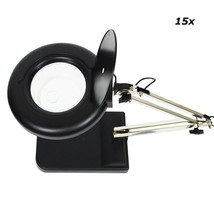 TECHTONGDA 110V 15X Black Benchtop Magnifier Lamp Magnifier Desk Table Lighting - £79.42 GBP