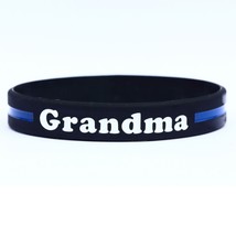 Grandma Thin Blue Line Silicone Wristband Bracelets Police Officers Patrol Aware - £2.23 GBP