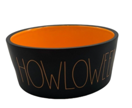 Rae Dun Large Halloween Dog Feeding Bowl Black Orange Size 8 1/4&quot; Diameter - £15.68 GBP