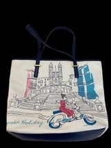Talbots Purse Tote Roman Holiday Shoulder Bag City Scene Chic White Blue - £43.83 GBP