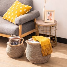 Cotton Linen Laundry Basket Set for bathroom (Black&amp;Brown) - £47.81 GBP