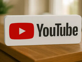 YouTube Logo Sign Desk  Room Decor Gamer Streamer - $14.69