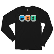 Crawl Walk Hockey Shirt Funny Ice Hockey Gift Long sleeve t-shirt - £23.91 GBP