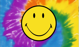Tie Dye Peace Smiley Face Rainbow Swirl Smile 3X5 Flag Rough Tex® 68D Nylon - £15.09 GBP