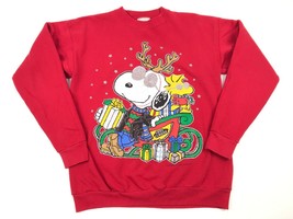 Vtg P EAN Uts Gang Tag Christmas Cool Claus Snoopy Woodstock Sleigh Gift L Usa - £18.31 GBP