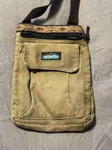 KAVU Canvas Crossbody Bag Tan Green Lining Seattle USA Adjustable Strap ... - $12.63