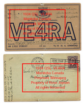 1934 Vintage Postcard Manitoba, Canada, QSL Card VE4RA 2 cent Canda Postage - £11.79 GBP