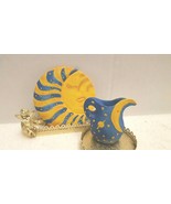Cute Collectible Mini Resin Tea Pot and Plate Featured Yellow Sun and Bl... - $20.32 CAD