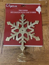 Elegance Christmas Tree Topper Gold Glitter Snowflake - £26.76 GBP