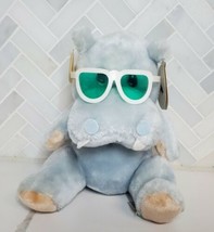 Vintage Russ Luv Pets 7&quot; Groovy Hippo Wearing Glasses Plush Stuffed Animal Tags - £10.91 GBP