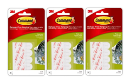 Command Poster Strips, White, Damage Free Decorating, 20 Command Strips 3 Pack - £12.14 GBP
