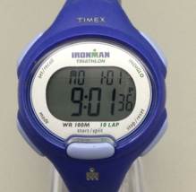 Timex Ironman Triathlon Digital Watch Women Blue Oval 100M 10 Lap New Battery z9 - £19.56 GBP
