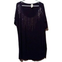 Navy Blue Blouse with Studs 2X (18W - 20W) Top  - £11.59 GBP
