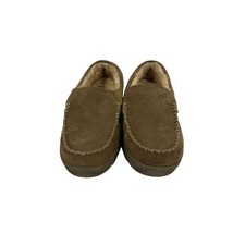 Eddie Bauer Mens Suede Moccasin Slippers XL (11-12) Faux Fur Lined Brown - £13.92 GBP