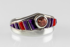 Fatto a Mano Viola Spinoso, Corallo &amp; Morganite Anello Sterling Misura 6.25 - £148.71 GBP