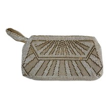 1920s Off White Beige Seed Beaded Clutch Purse 6.5&quot; Belgium Flapper See ... - $37.39