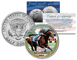 CIGAR * 16 Consecutive Wins * Thoroughbred Racehorse JFK Half Dollar U.S... - £9.40 GBP