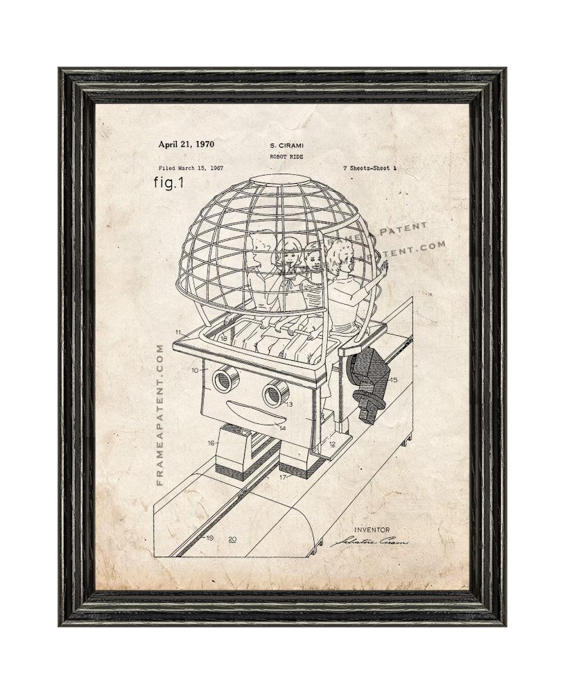 Primary image for Robot Ride Patent Print Old Look with Black Wood Frame